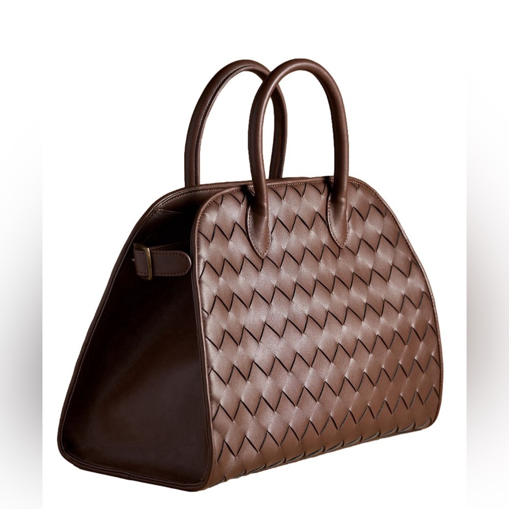 NWT  Viral Anthropologie Woven Structured Weekender Satchel Tote Bag